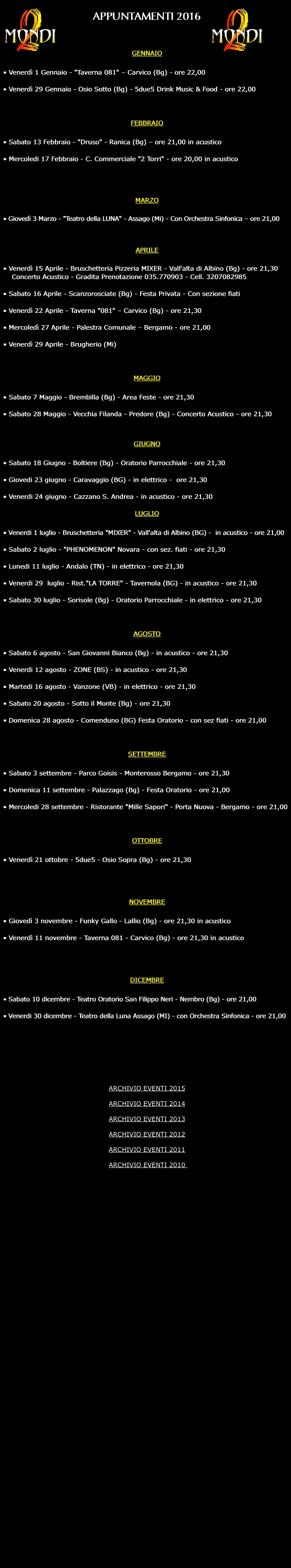 APPUNTAMENTI 2016